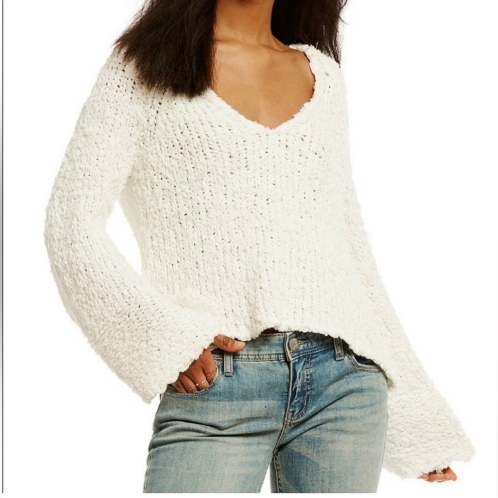 🔥FREE PEOPLE Chunky White Sand Dune sweater szS/M  STUNNING PriceFirm